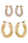 Vince Camuto Set Of 2 Assorted Hoop Earrings In Gold