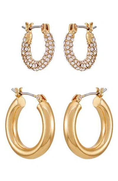Vince Camuto Set Of 2 Assorted Hoop Earrings In Gold