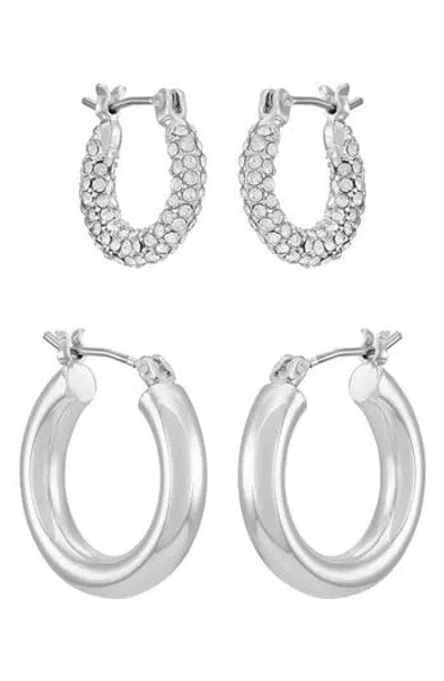 Vince Camuto Set Of 2 Assorted Hoop Earrings In Metallic