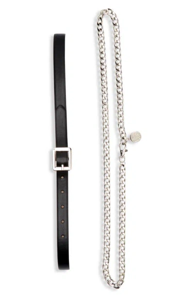 Vince Camuto Set Of 2 Belts In Black/ Taupe