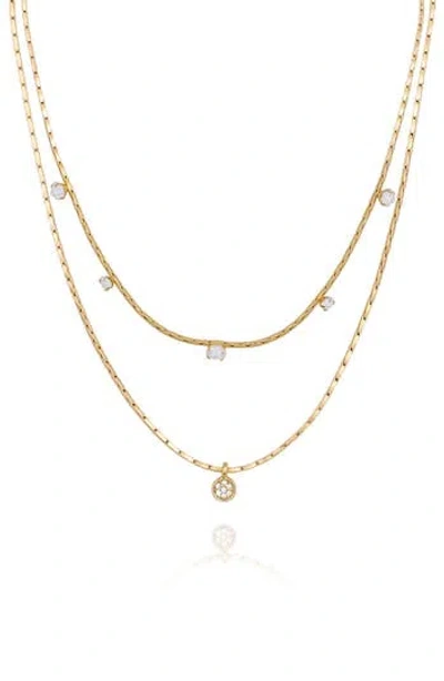 Vince Camuto Set Of 2 Crystal Chain Necklaces In Gold