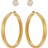 Vince Camuto Set Of 2 Crystal Stud & Hoop Earrings In Gold
