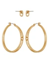 Vince Camuto Set Of 2 Doorknocker Stud & Hoop Earrings In Goldtone