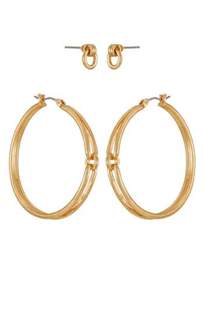 Vince Camuto Set Of 2 Doorknocker Stud & Hoop Earrings In Goldtone