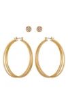 Vince Camuto Set Of 2 Earrings In Gold Tone