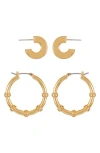 Vince Camuto Set Of 2 Hoop Earrings In Gold Tone