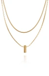 Vince Camuto Set Of 2 Snake Chain & Bar Pendant Necklaces In Gold
