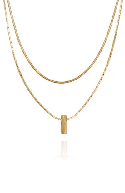 Vince Camuto Set Of 2 Snake Chain & Bar Pendant Necklaces In Gold