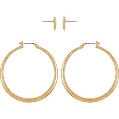 Vince Camuto Set Of 2 Stud & Hoop Earrings In Goldtone