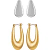 Vince Camuto Set Of 2 Two-tone Teardrop & Oval Hoop Earrings In Multi