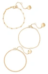 Vince Camuto Set Of 3 Assorted Chain Bracelets In Gold