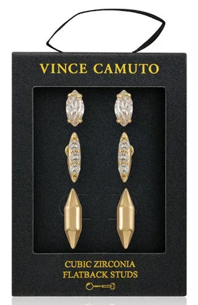 Vince Camuto Set Of 3 Assorted Stud Earrings In Gold
