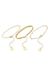 Vince Camuto Set Of 3 Chain Bracelets In Gold