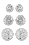 Vince Camuto Set Of 3 Cubic Zirconia Stud Earrings In Metallic
