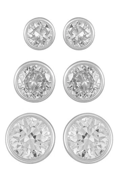 Vince Camuto Set Of 3 Cubic Zirconia Stud Earrings In Metallic