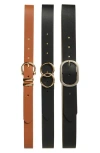 Vince Camuto Set Of 3 Faux Leather Belts