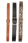 Vince Camuto Set Of 3 Faux Leather Belts In Multi