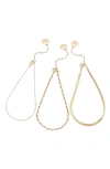 Vince Camuto Set Of 3 Goldtone Crystal Chain Anklets In Goldtone