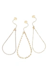 Vince Camuto Set Of 3 Goldtone Crystal Chain Anklets In Goldtone