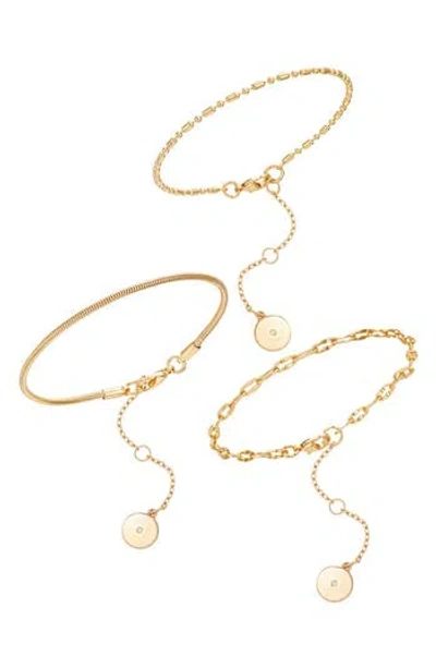 Vince Camuto Set Of 3 Stackable Chain Bracelets In Gold