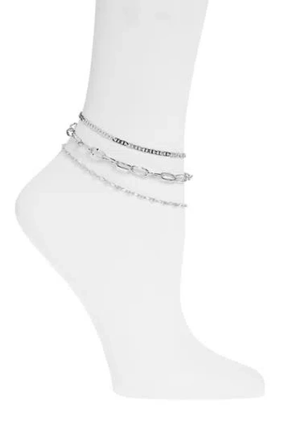 Vince Camuto Set Of Three Chain Anklets In Silver