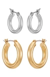 Vince Camuto Set Of Two Hoop Earrings In Two Tone