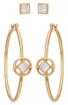 Vince Camuto Set Of Two Stud & Hoop Earrings In Gold