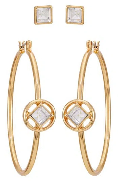 Vince Camuto Set Of Two Stud & Hoop Earrings In Gold