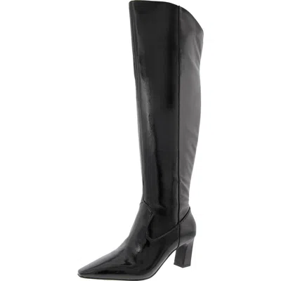 Vince Camuto Shalie Womens Zipper Patent Leather Over-the-knee Boots In Black