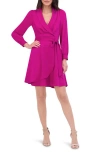 Vince Camuto Shawl Collar Long Sleeve Satin Dress In Pink
