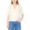 Vince Camuto Relaxed Collar Short Sleeve Button Down Shirt In White