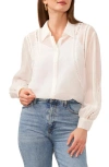 VINCE CAMUTO SHEER OPENWORK DETAIL BUTTON-UP SHIRT