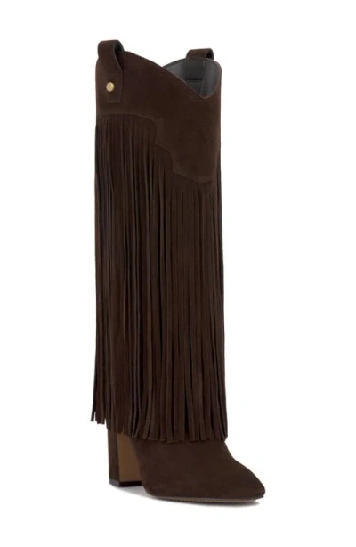 Vince Camuto Shela Pointed Toe Western Boot In Brownie Suede