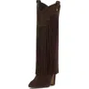 Vince Camuto Shela Womens Zipper Suede Knee-high Boots In Brown