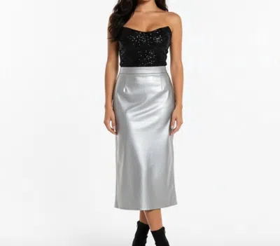 Vince Camuto Shimmering Midi Skirt In Silver
