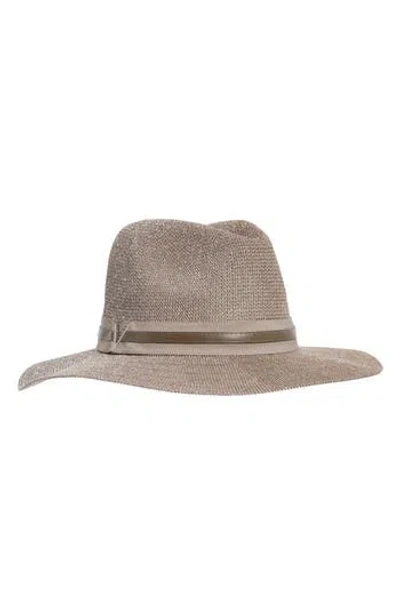 Vince Camuto Shine Packable Panama Hat In Taupe
