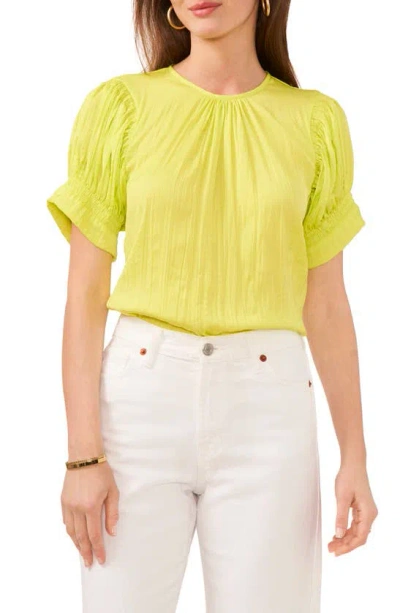 Vince Camuto Shirred Neck Rumpled Satin Blouse In Island Lime