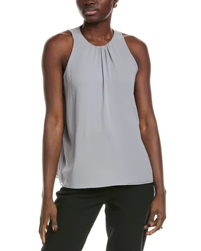 Vince Camuto Shirred Neck Tank In Grey