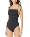 Vince Camuto Shirred One Piece Swimsuit In Black