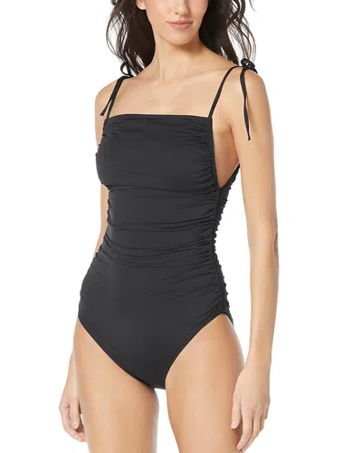 Vince Camuto Shirred One Piece Swimsuit In Black
