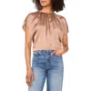 Vince Camuto Shirred Satin Top In Brown