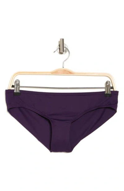 Vince Camuto Shirred Smooth Fit Cheeky Bikini Bottoms In Deep Plum