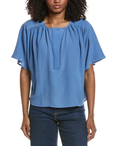 Vince Camuto Shirring-front Blouse In Blue