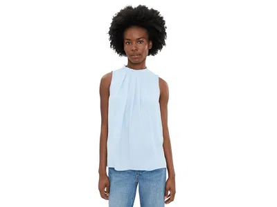 Vince Camuto Shirring On Mock Neck Tank Blouse Women's Clothing Sky: Xl In Multi