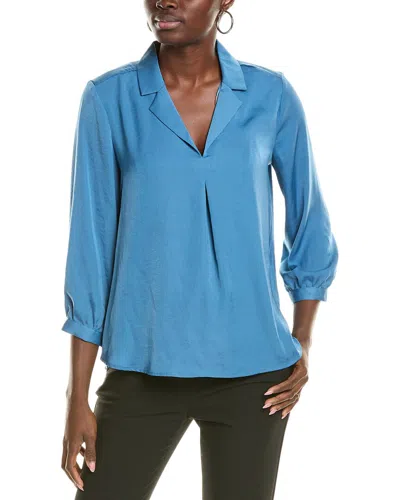 Vince Camuto Pleat Front Satin Shirt In Blue