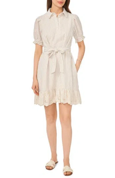 Vince Camuto Short Sleeve Belted Shirtdress In Neutral
