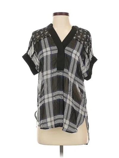 Pre-owned Vince Camuto Short Sleeve Blouse In Black