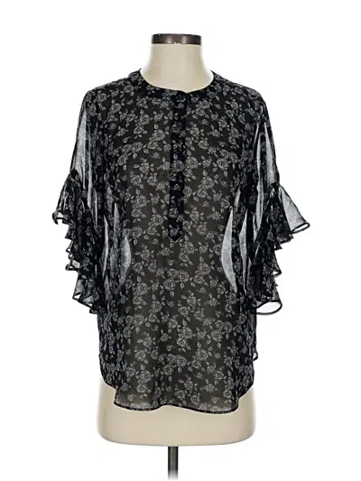 Pre-owned Vince Camuto Short Sleeve Blouse In Black