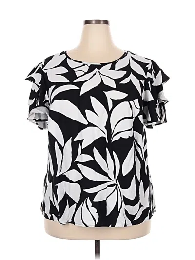 Pre-owned Vince Camuto Short Sleeve Blouse In Black