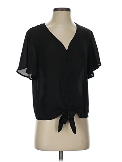 Pre-owned Vince Camuto Short Sleeve Blouse In Black